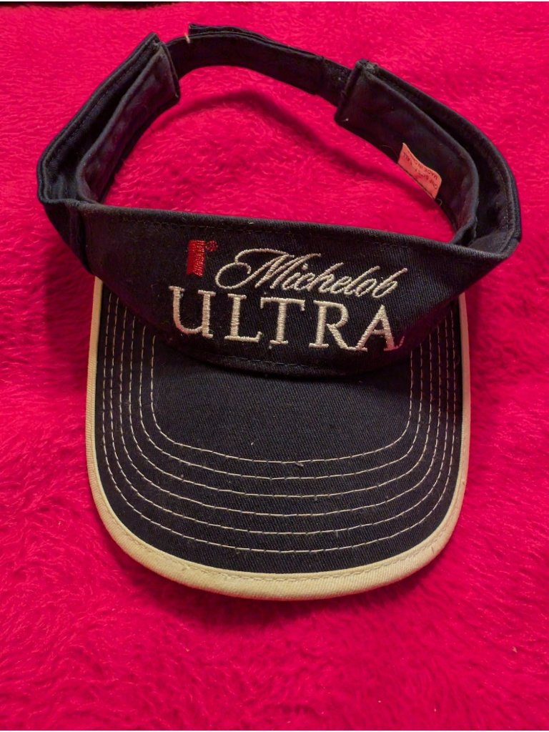 Michelob Ultra Beer Sun Visor Adjustable Strapback Navy Blue Golf Running Hat